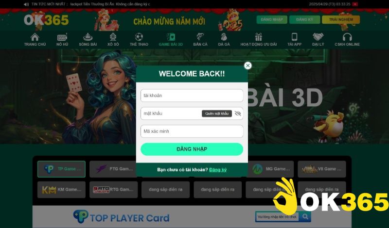 Hội viên quên mật khẩu đăng nhập Ok365 được hỗ trợ thay mới
