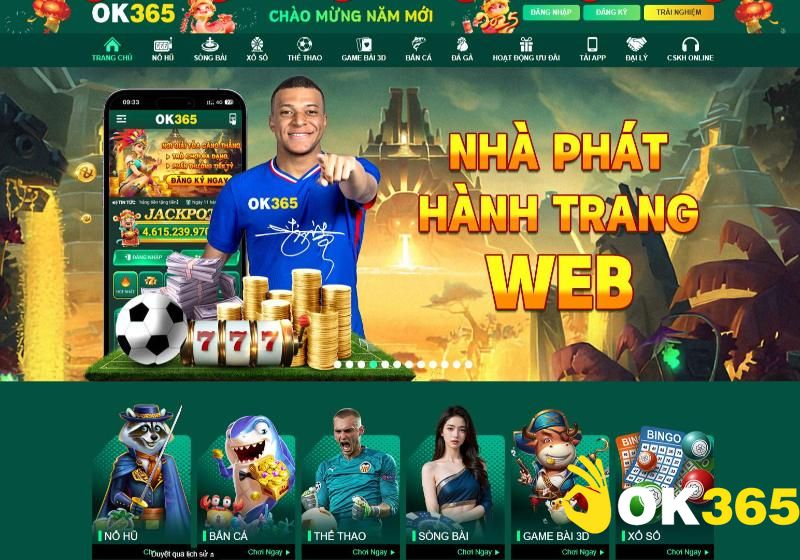 Giao diện trang chủ Ok365 thân thiện và dễ sử dụng 