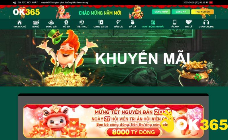 Một số chương trình khuyến mãi hot tại nhà cái Ok365